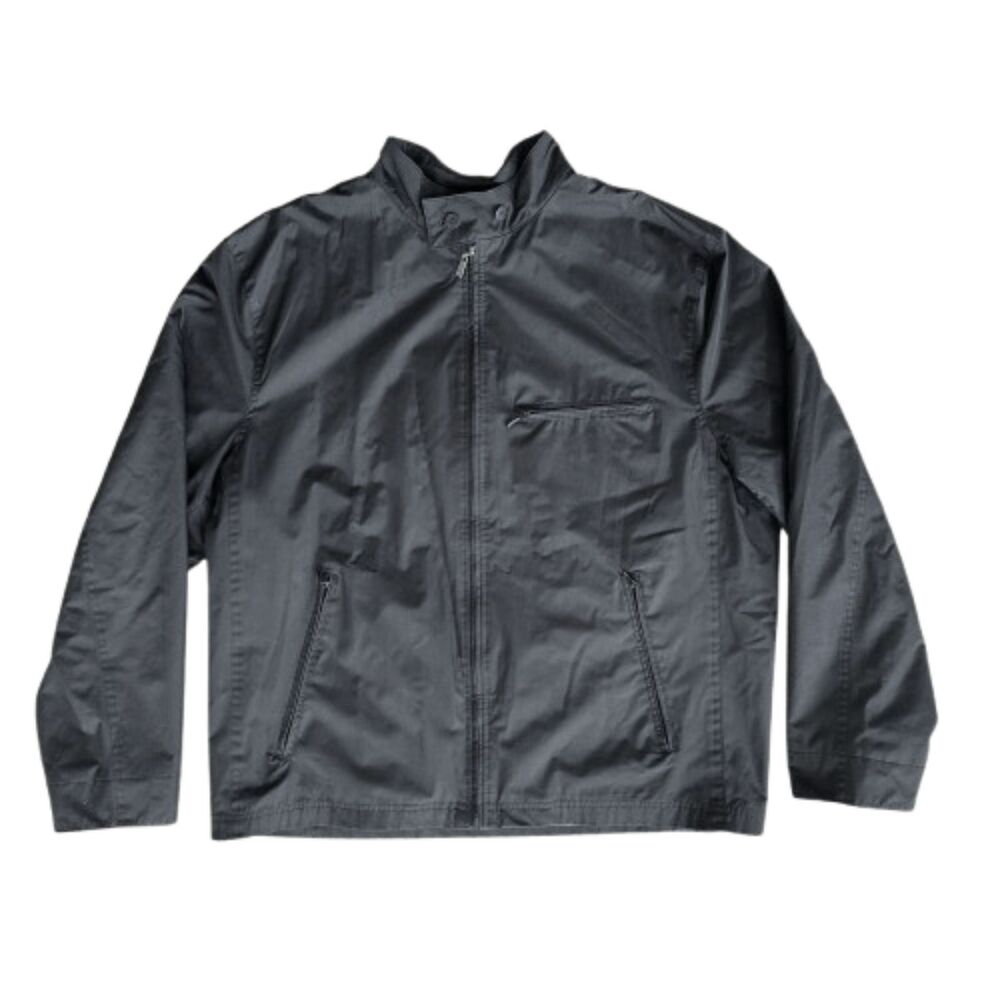 Perry Ellis Mens Black Full Zip Windbreaker Jacket Size L Lightweight Bomber